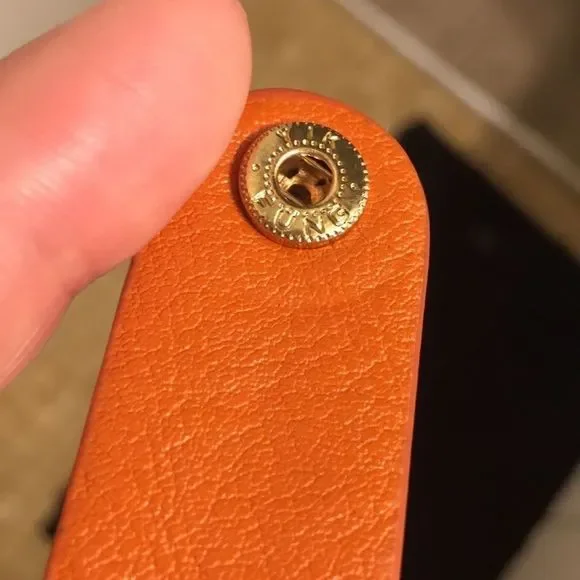 NWOT YIK FUNG ORANGE LEATHER RHINESTONE BRACELET - Picture 6 of 6